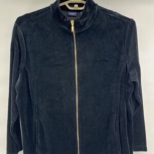 NWT Westbound Woman Size 1X Black Velour Full Zip Up Jacket Sweatshirt Pockets